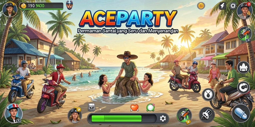 Tangkapan layar ACEPARTY menampilkan gameplay yang santai dan menghibur.