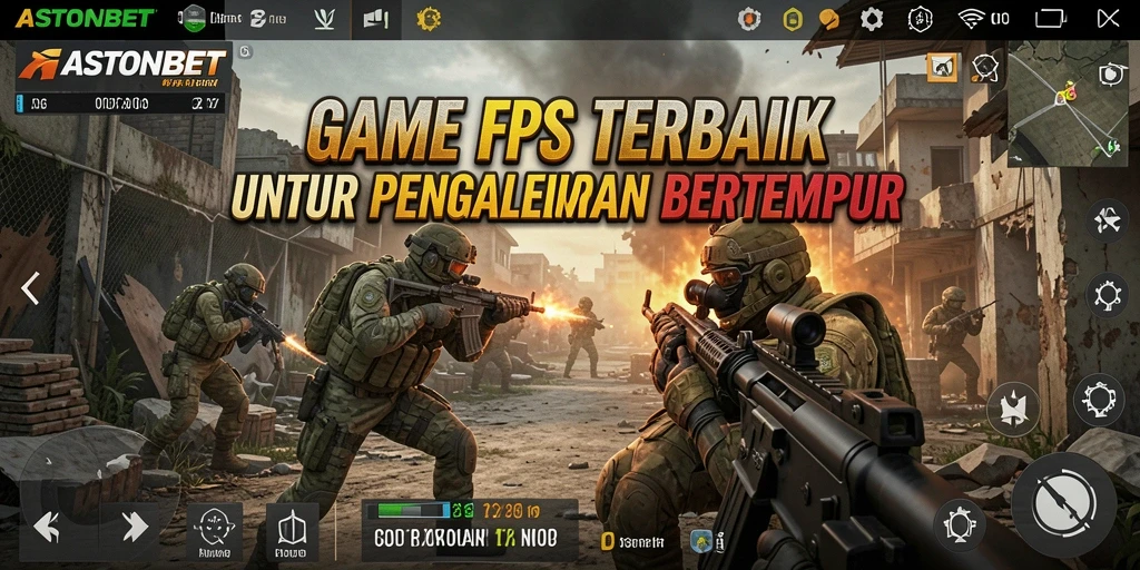 Screenshot gameplay <strong>ASTONBET</strong> menampilkan aksi menembak intens dan grafis yang memukau.