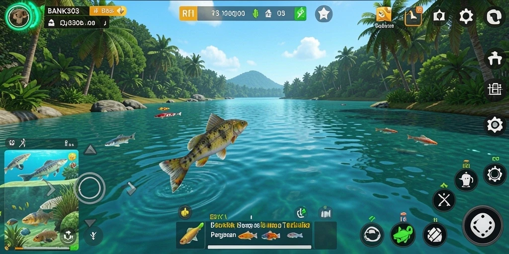 Tampilan menarik dari gameplay BANK303 dengan aksi memancing yang seru.