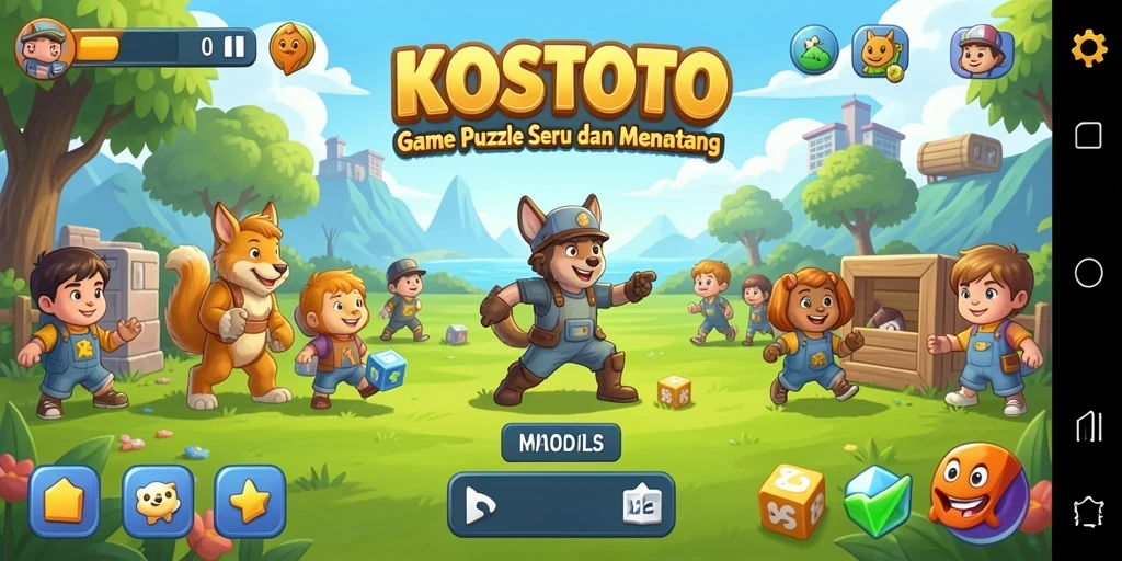 Tampilan gameplay KOSTOTO yang menarik dan penuh tantangan puzzle.