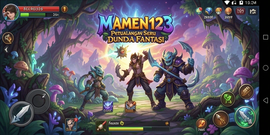 Screenshot MAMEN123 menunjukkan karakter menjalani petualangan epik.
