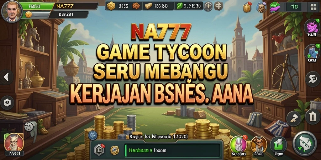 Tangkapan layar utama NA777 menampilkan gameplay seru dalam membangun bisnis Tycoon.